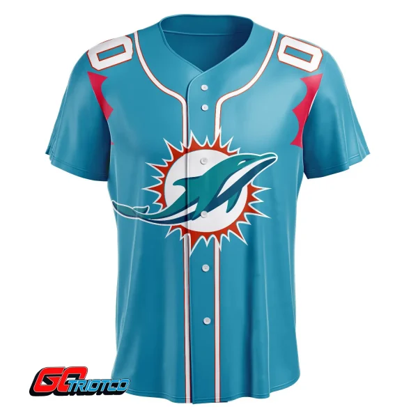 Miami Dolphins | Home Print Baseball Jerseys - Image 2