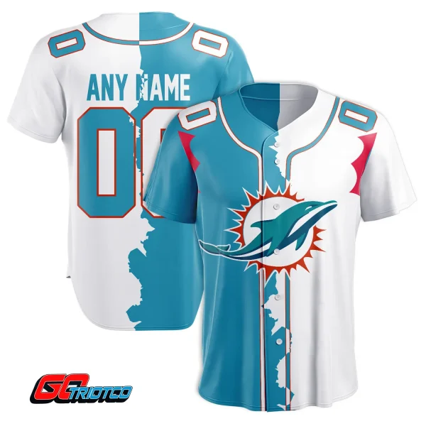 Miami Dolphins | Home Mix Away Print Baseball Jerseys - Image 2