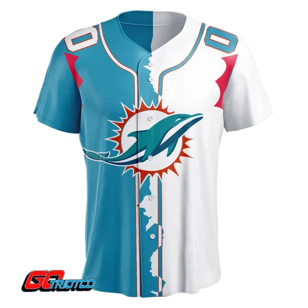 Miami Dolphins | Home Mix Away Print Baseball Jerseys - Image 3