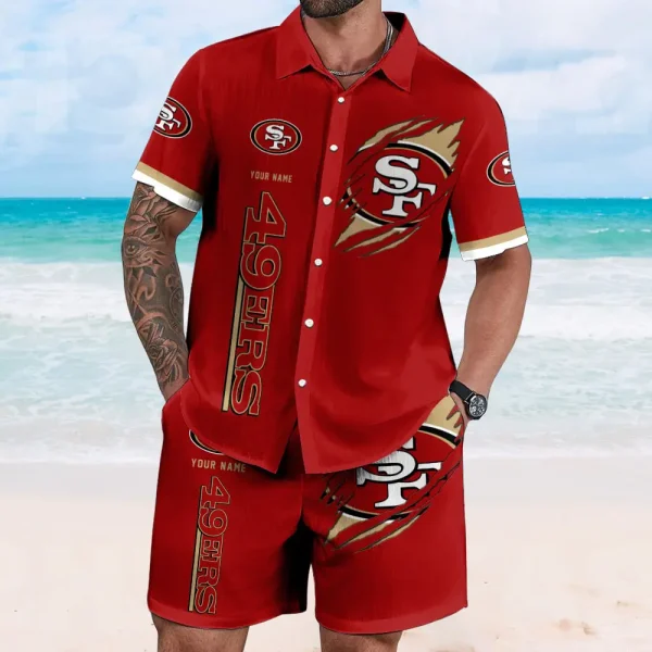 San Francisco 49ers Full Set Hawaiian Shirt And Short Pants Personalized Name Gifts For Fans