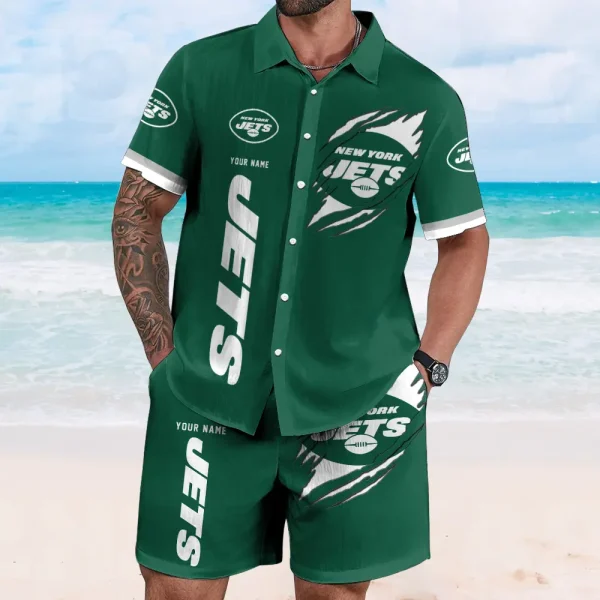 New York Jets Full Set Hawaiian Shirt And Short Pants Personalized Name Gifts For Fans