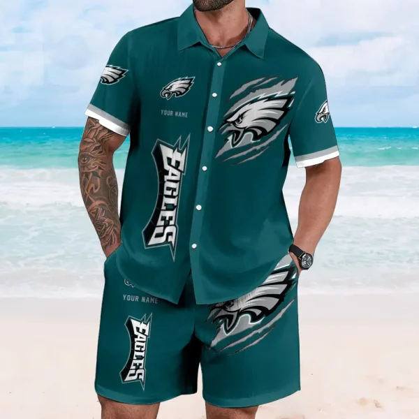 Philadelphia Eagles Full Set Hawaiian Shirt And Short Pants Personalized Name Gifts For Fans