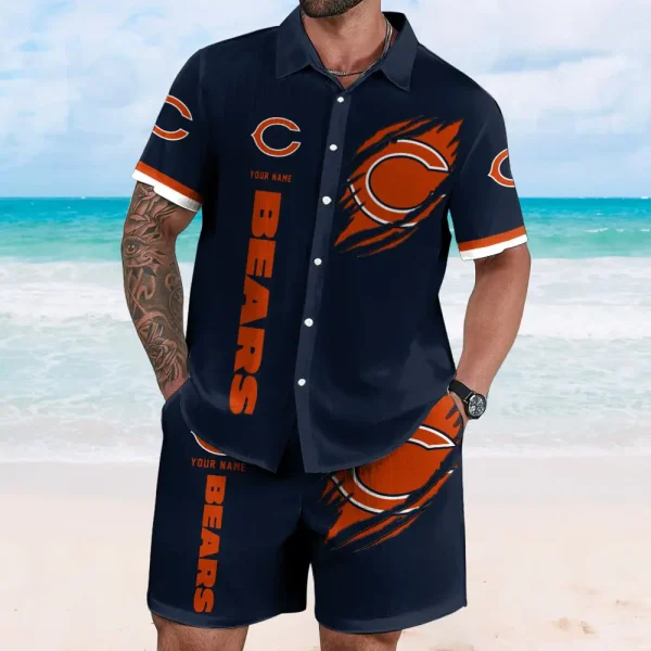 Chicago Bears Full Set Hawaiian Shirt And Short Pants Personalized Name Gifts For Fans