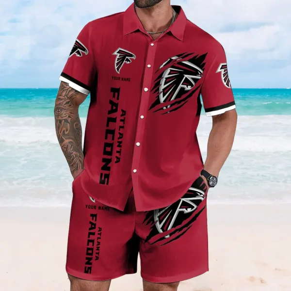 Atlanta Falcons Full Set Hawaiian Shirt And Short Pants Personalized Name Gifts For Fans