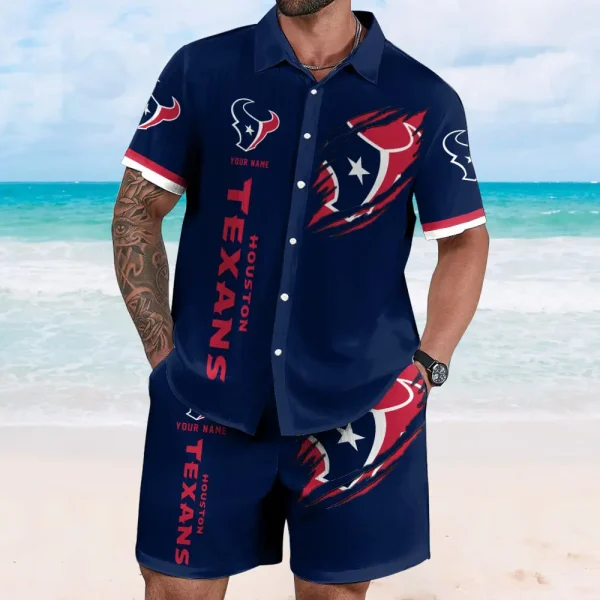 Houston Texans Full Set Hawaiian Shirt And Short Pants Personalized Name Gifts For Fans