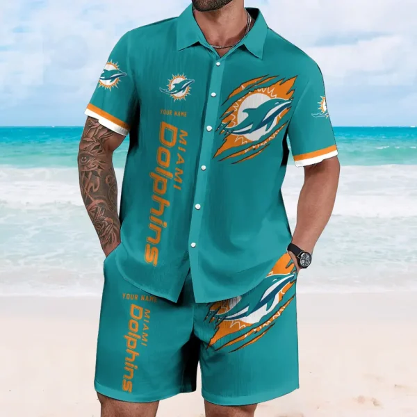 Miami Dolphins Full Set Hawaiian Shirt And Short Pants Personalized Name Gifts For Fans