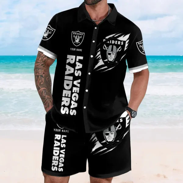 Las Vegas Raiders Full Set Hawaiian Shirt And Short Pants Personalized Name Gifts For Fans