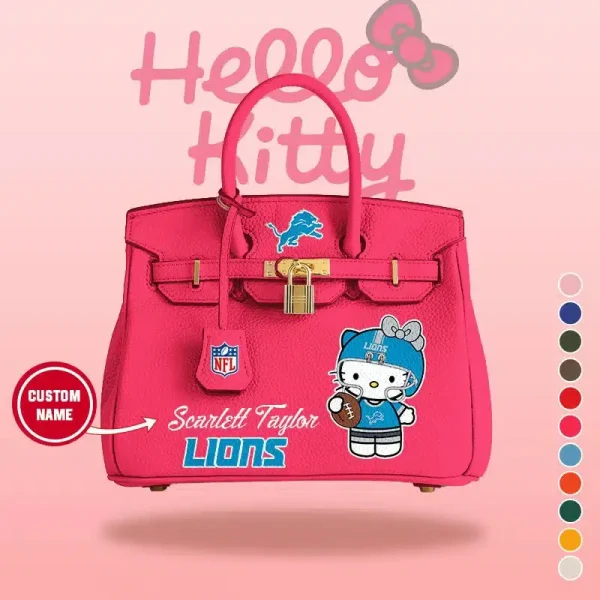 Detroit Lions x Hello Kitty Birkin Style Premium Leather Bag SPTBIRKINBAG003 - Image 7