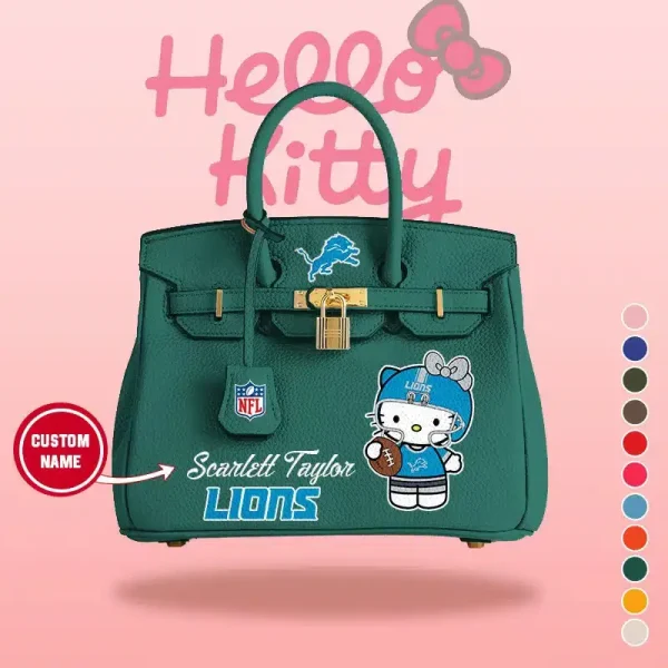 Detroit Lions x Hello Kitty Birkin Style Premium Leather Bag SPTBIRKINBAG003 - Image 8