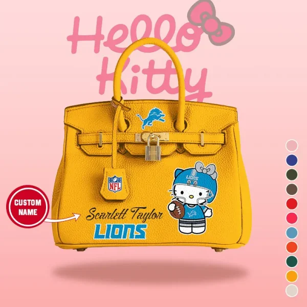 Detroit Lions x Hello Kitty Birkin Style Premium Leather Bag SPTBIRKINBAG003 - Image 9