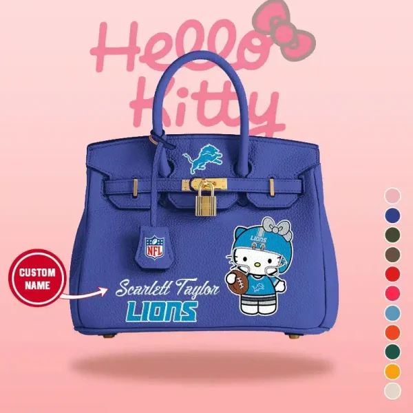 Detroit Lions x Hello Kitty Birkin Style Premium Leather Bag SPTBIRKINBAG003 - Image 11