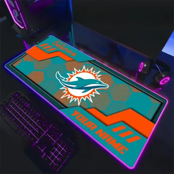 Miami Dolphins Personalized Mouse Pad Luminous Mouse Mat For Fan AZMPAD054 - Image 2