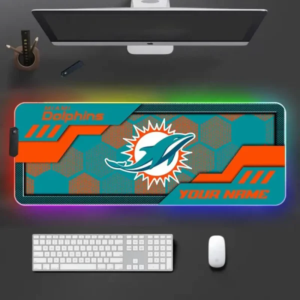 Miami Dolphins Personalized Mouse Pad Luminous Mouse Mat For Fan AZMPAD054