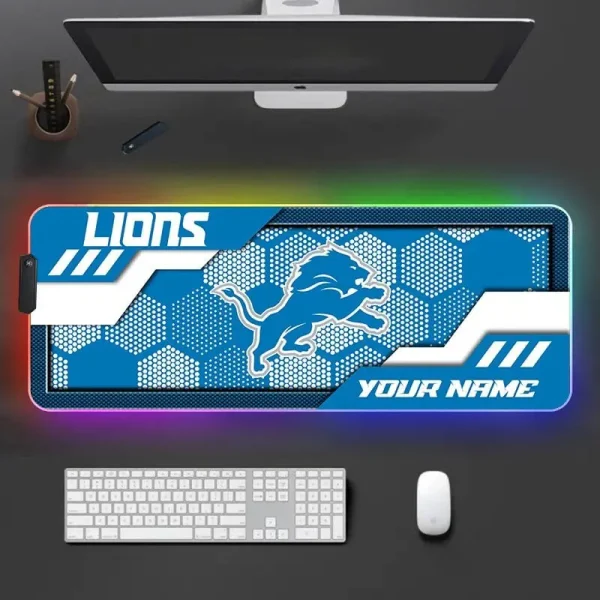 Detroit Lions Personalized Mouse Pad Luminous Mouse Mat For Fan AZMPAD045