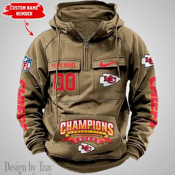 Kansas City Chiefs Half Zipper Men's Tactical Hoodies AZVMHD630