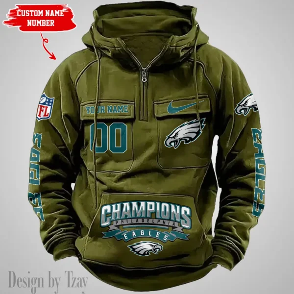 Philadelphia Eagles Half Zipper Men's Tactical Hoodies AZVMHD631