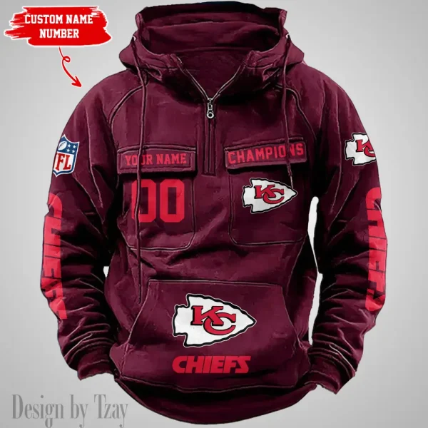 Kansas City Chiefs Half Zipper Men's Tactical Hoodies AZVMHD632