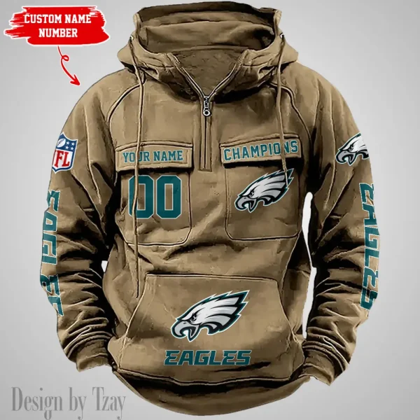 Philadelphia Eagles Half Zipper Men's Tactical Hoodies AZVMHD633