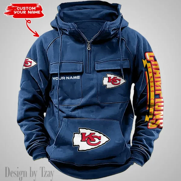 Kansas City Chiefs Half Zipper Men's Tactical Hoodies AZVMHD634