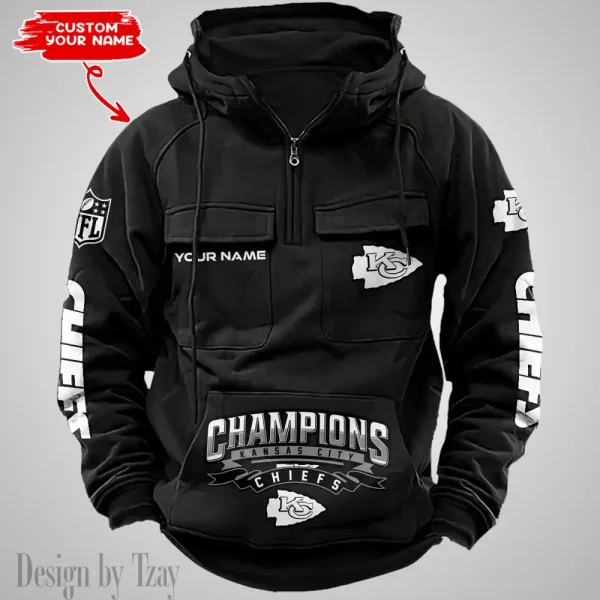 Kansas City Chiefs Half Zipper Men's Tactical Hoodies AZVMHD636