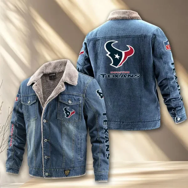 Houston Texans Fleece Lined Denim Jacket PURDJ013