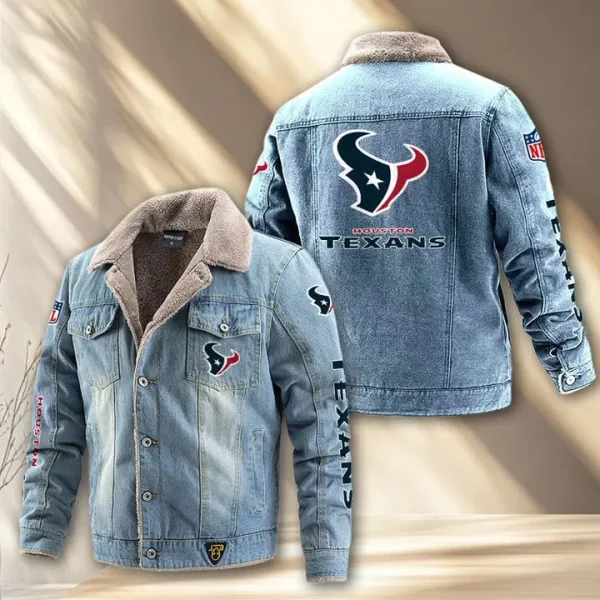 Houston Texans Fleece Lined Denim Jacket PURDJ013 - Image 2