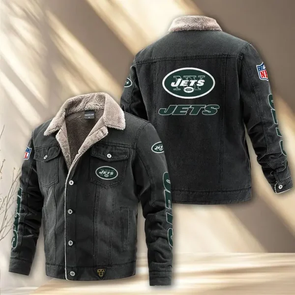 New York Jets Fleece Lined Denim Jacket PURDJ024