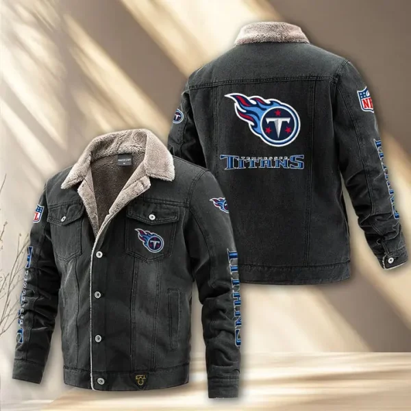 Tennessee Titans Fleece Lined Denim Jacket PURDJ030 - Image 3