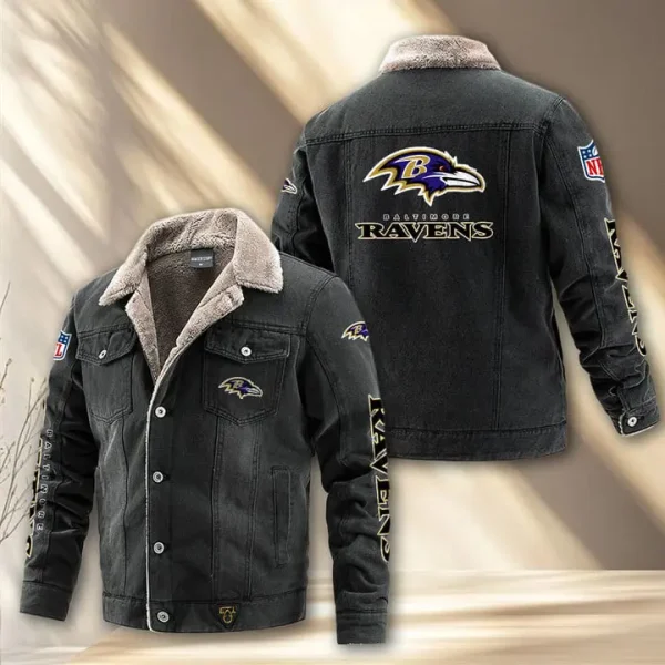 Baltimore Ravens Fleece Lined Denim Jacket PURDJ003 - Image 3