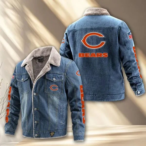 Chicago Bears Fleece Lined Denim Jacket PURDJ006 - Image 2