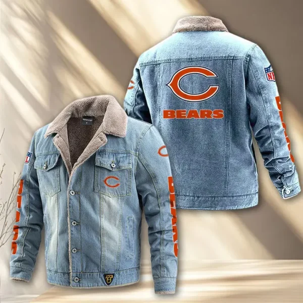 Chicago Bears Fleece Lined Denim Jacket PURDJ006