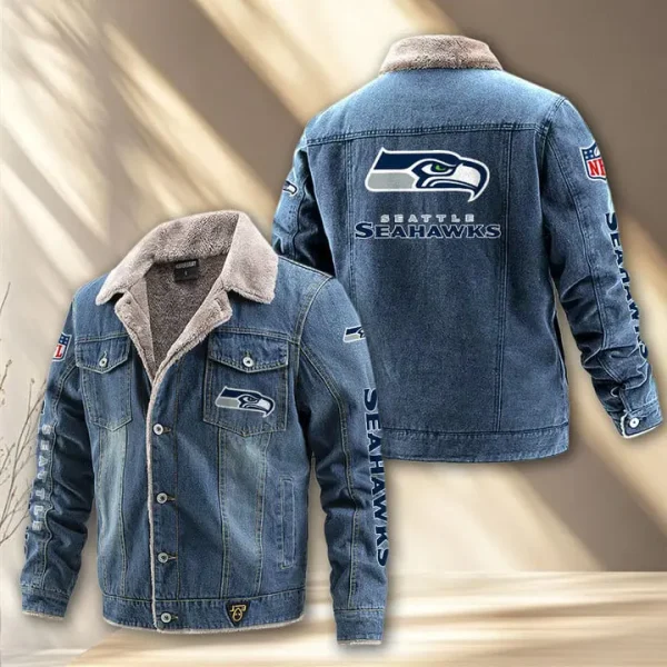 Seattle Seahawks Fleece Lined Denim Jacket PURDJ028