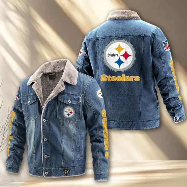 Pittsburgh Steelers Fleece Lined Denim Jacket PURDJ026 - Image 2