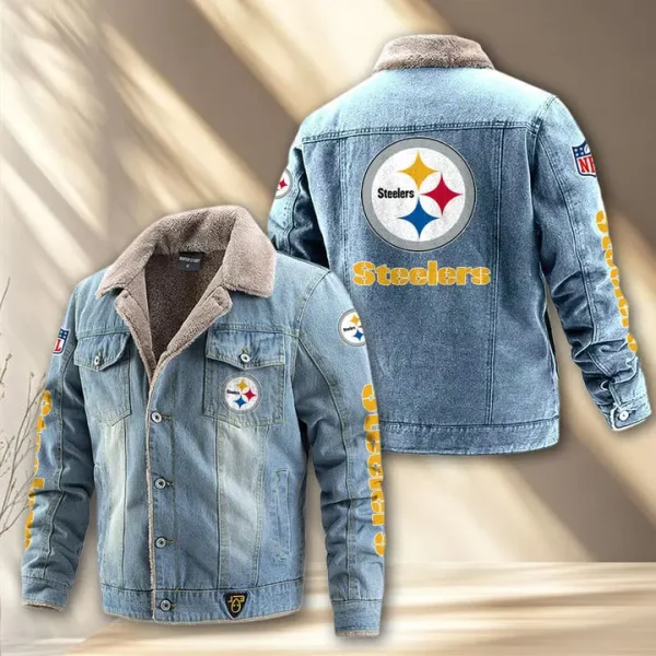 Pittsburgh Steelers Fleece Lined Denim Jacket PURDJ026 - Image 3