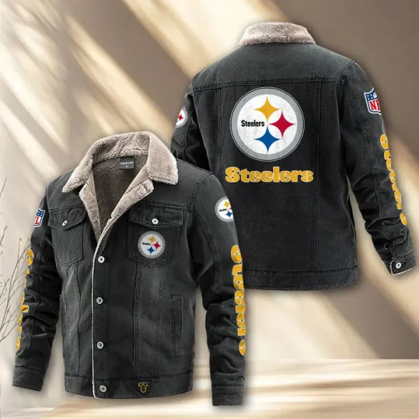 Pittsburgh Steelers Fleece Lined Denim Jacket PURDJ026