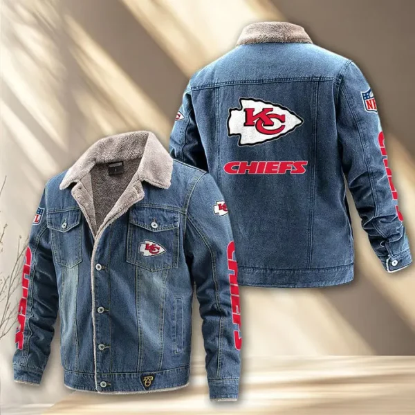 Kansas City Chiefs Fleece Lined Denim Jacket PURDJ016 - Image 2