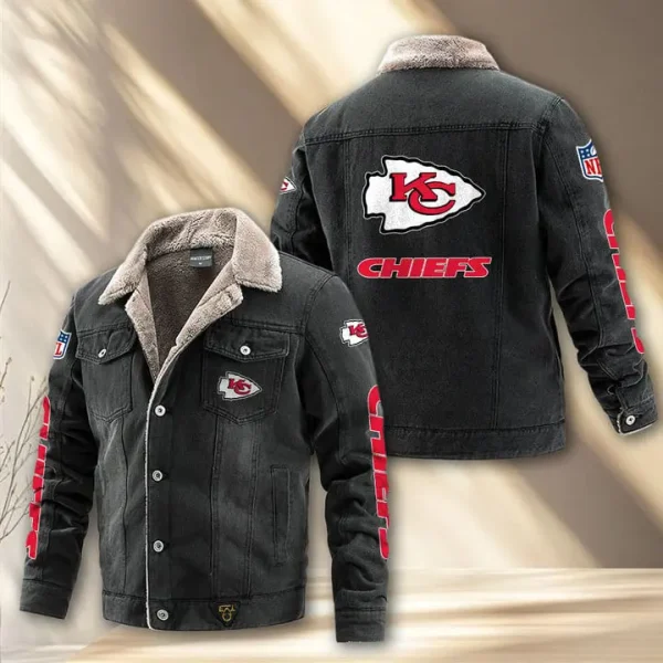 Kansas City Chiefs Fleece Lined Denim Jacket PURDJ016 - Image 3