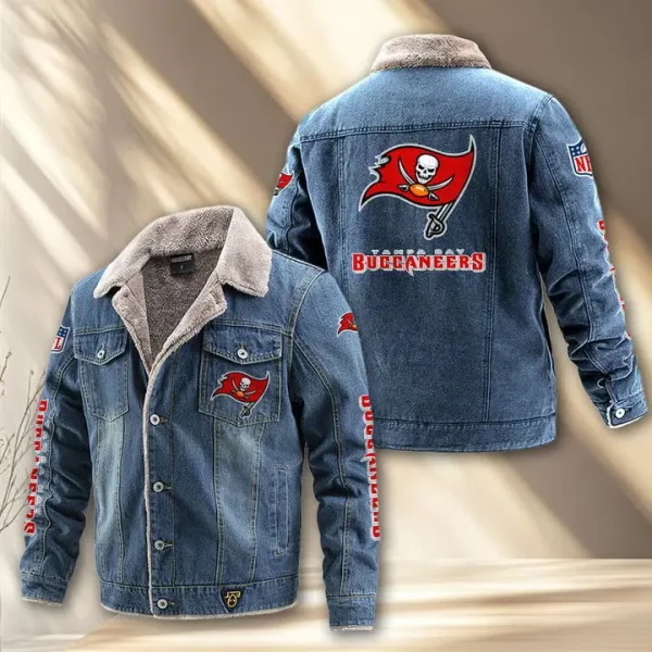 Tampa Bay Buccaneers Fleece Lined Denim Jacket PURDJ029 - Image 2