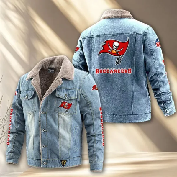 Tampa Bay Buccaneers Fleece Lined Denim Jacket PURDJ029 - Image 3