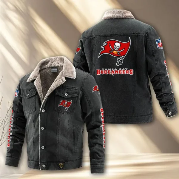 Tampa Bay Buccaneers Fleece Lined Denim Jacket PURDJ029