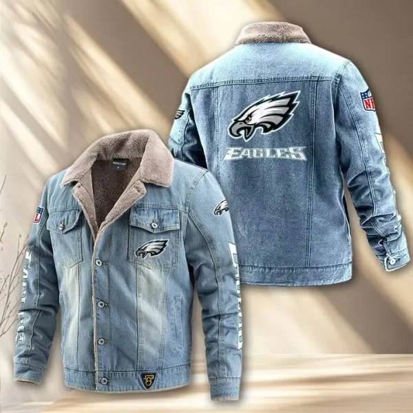 Philadelphia Eagles Fleece Lined Denim Jacket PURDJ025 - Image 2