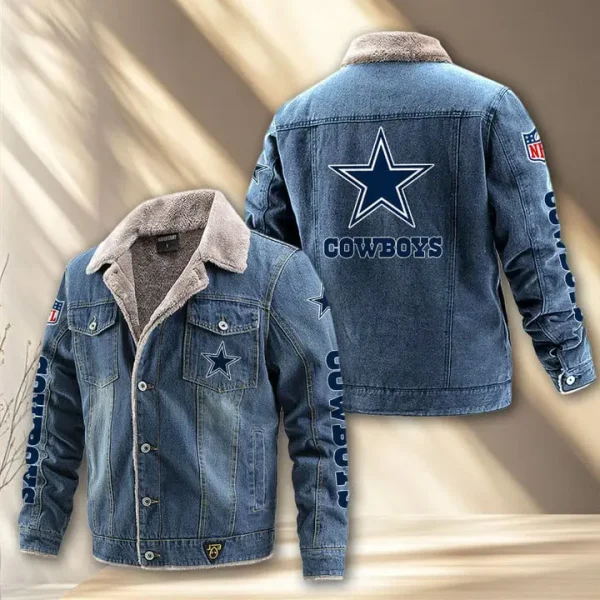 Dallas Cowboys Fleece Lined Denim Jacket PURDJ009 - Image 2