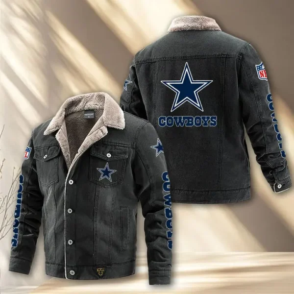 Dallas Cowboys Fleece Lined Denim Jacket PURDJ009 - Image 3