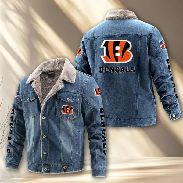 Cincinnati Bengals Fleece Lined Denim Jacket PURDJ007