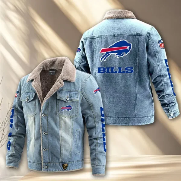 Buffalo Bills Fleece Lined Denim Jacket PURDJ004 - Image 2