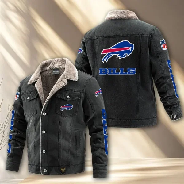 Buffalo Bills Fleece Lined Denim Jacket PURDJ004 - Image 3