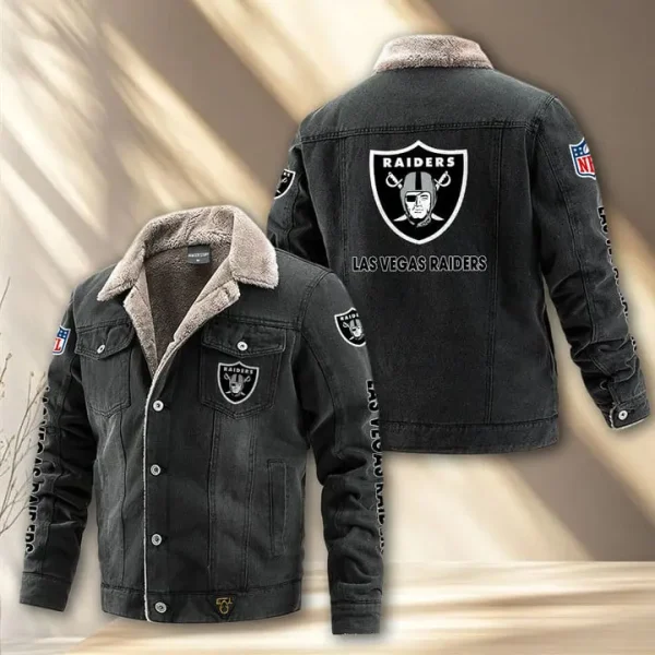 Las Vegas Raiders Fleece Lined Denim Jacket PURDJ017