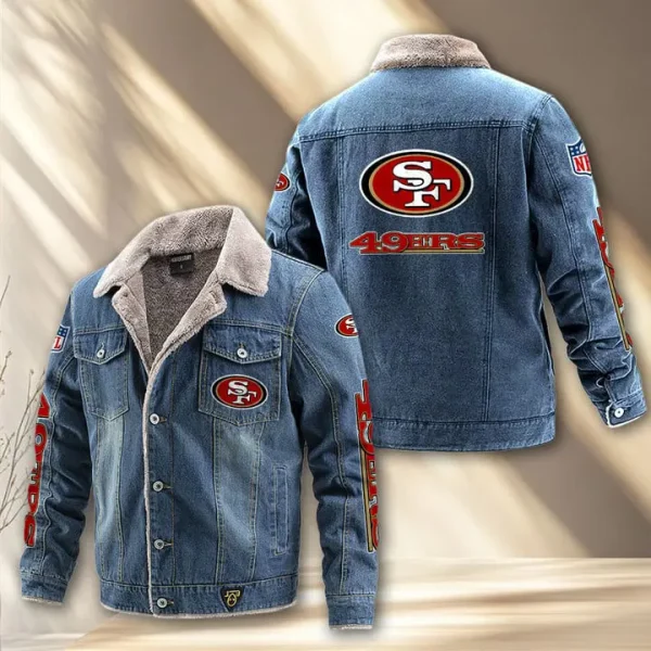 San Francisco 49ers Fleece Lined Denim Jacket PURDJ027