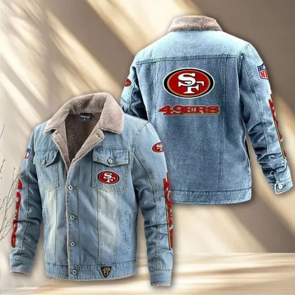 San Francisco 49ers Fleece Lined Denim Jacket PURDJ027 - Image 2