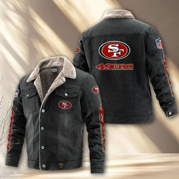 San Francisco 49ers Fleece Lined Denim Jacket PURDJ027 - Image 3